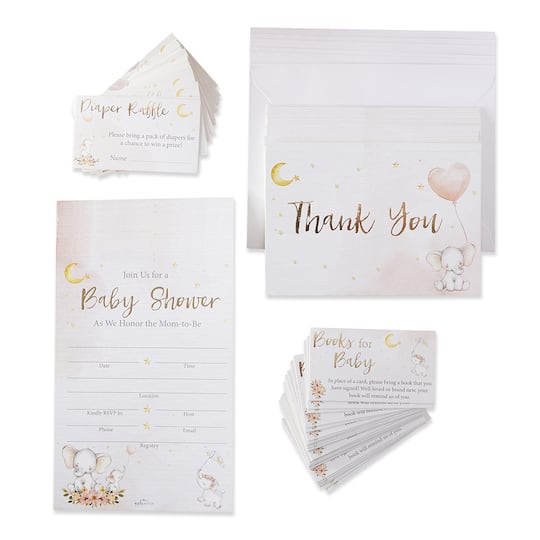 Kate Aspen® Pink Elephant Baby Shower Invitation & Thank You Card Bundle